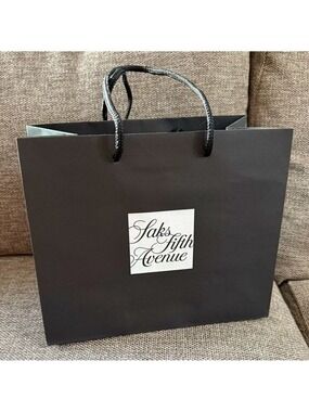 Saks Fifth Avenue Empty Paper Black Bag Medium Authentic Luxury